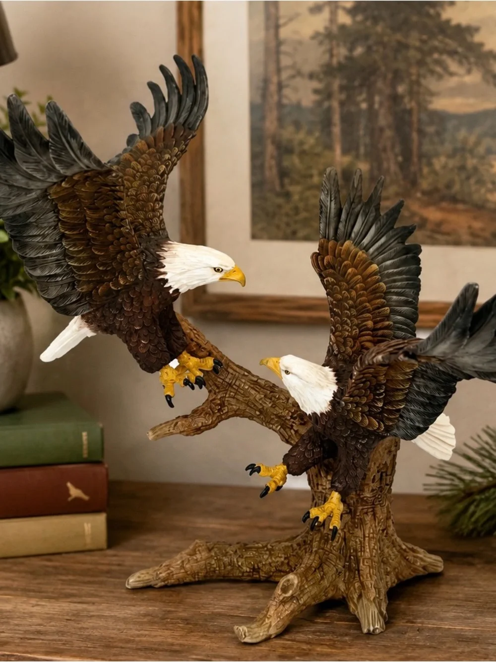 Patriotic Bald Eagle Table Sculpture - Brown & White Home Accent